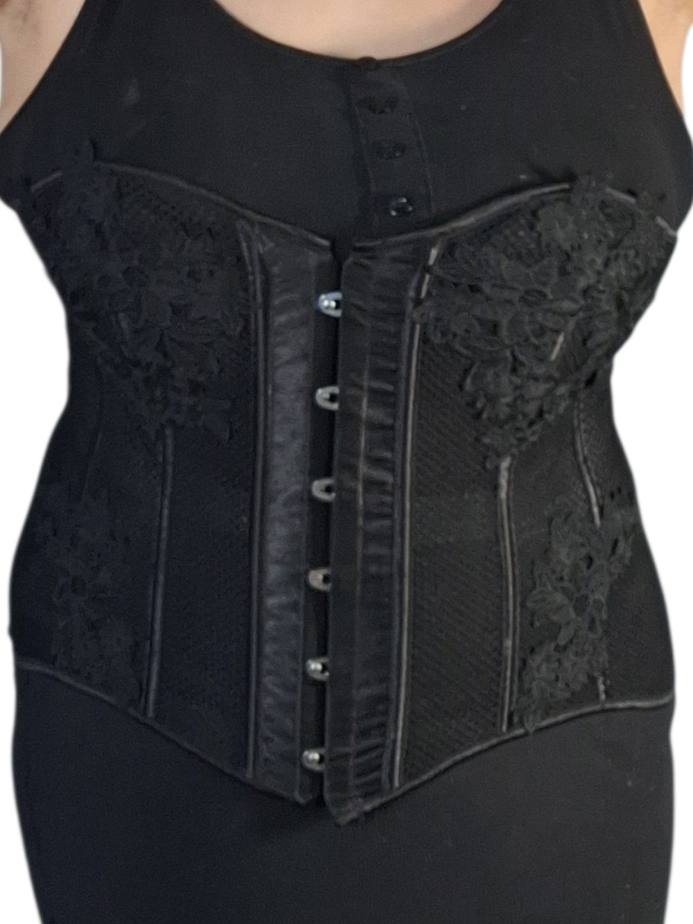 Black Lace Front-Closure Waist Cincher Corset